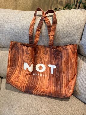SZA Merch Tote Bag- NOT Beauty Woodgrain in Brown